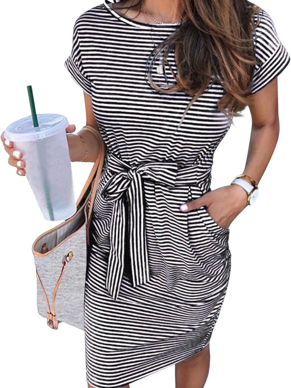 Black & White Casual T Shirt Dress